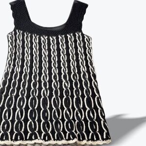 Milly of New York Sleeveless Cashmere Sweater Mini Dress Chunky Knit Crochet Med